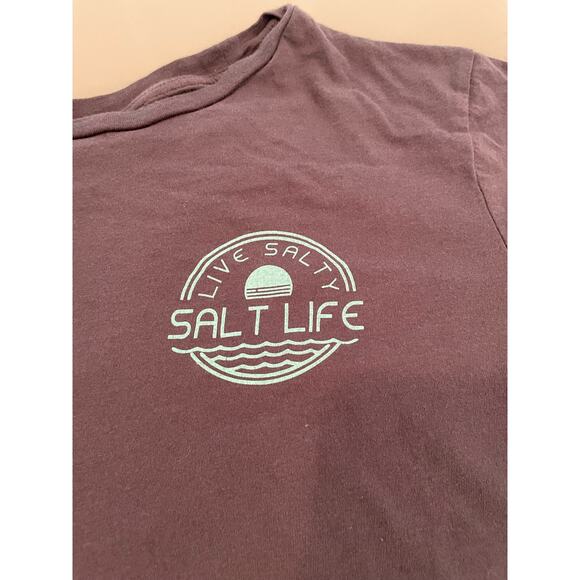 Salty Life Women’s Gray Cropped TShirt Size Med 100% Cotton - Picture 2 of 4